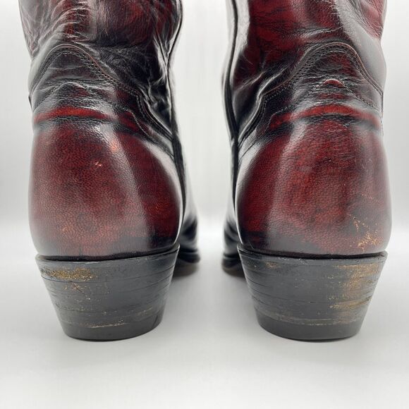 El Dorado Cowboy Boots Men's 9D Black Cherry Leather Western Stovepipe Vintage - Picture 13 of 16